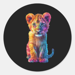 Sticker Rond Oh Bébé Gros Chat Petit