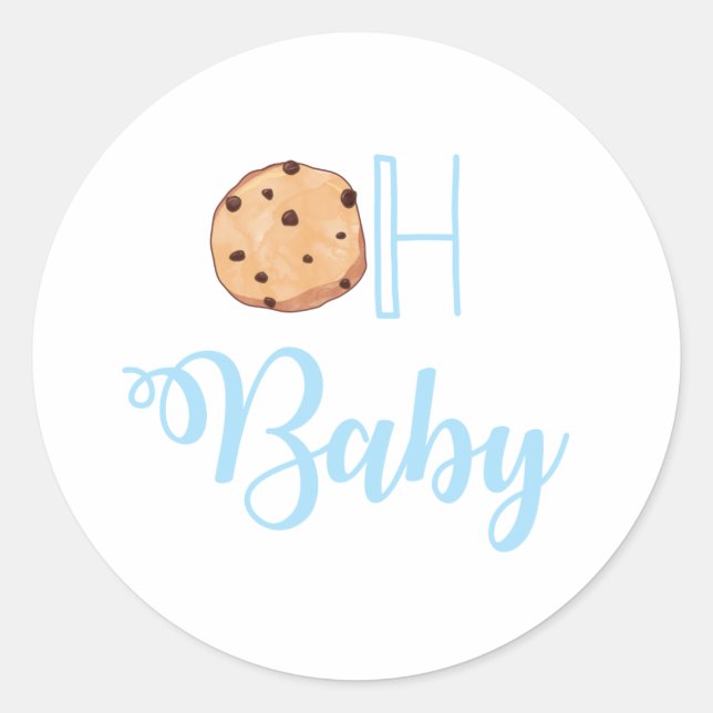 Sticker Rond Oh Bébé Lait et biscuits Baby shower bleu (Devant)