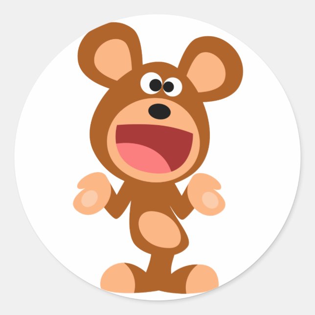 Sticker Rond "Oh bien..." Stick de l'ours de dessin (Devant)