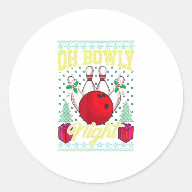 Sticker Rond Oh Bowling Night Bowling laid Noël (Devant)