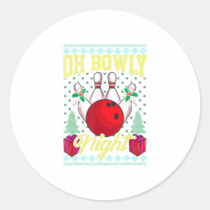Sticker Rond Oh Bowling Night Bowling laid Noël