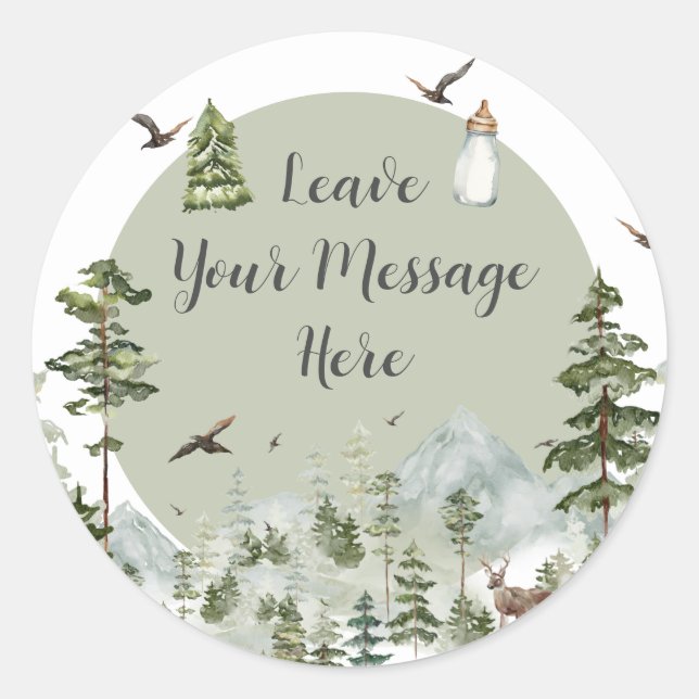 Sticker Rond Oh Boy Adventure Pine Forest Aimez votre message (Devant)