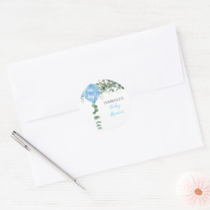 Sticker Rond Oh Boy ballon verdure eucalyptus shower bébé