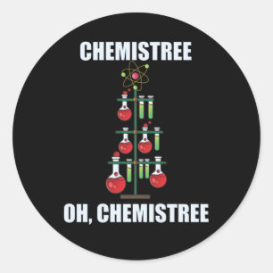 Sticker Rond Oh Chemistree maître en chimie de Noël