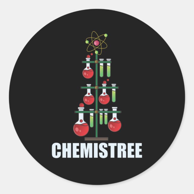 Sticker Rond Oh Chemistree maître en chimie de Noël (Devant)