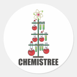 Sticker Rond Oh Chemistree maître en chimie de Noël