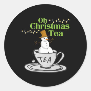 Sticker Rond Oh Christmas Tea - Tea Lover Noël