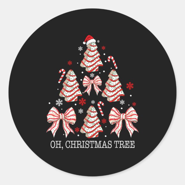 Sticker Rond Oh Christmas Tree Cakes Debbie Becky Jen Cake Love (Devant)