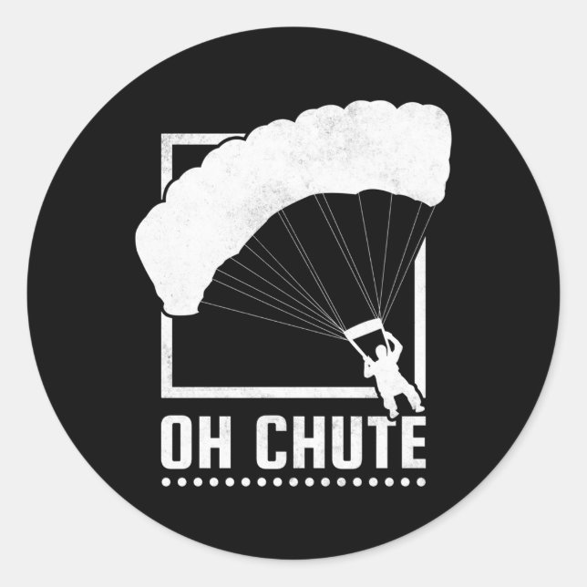 Sticker Rond Oh Chute Skydiving (Devant)