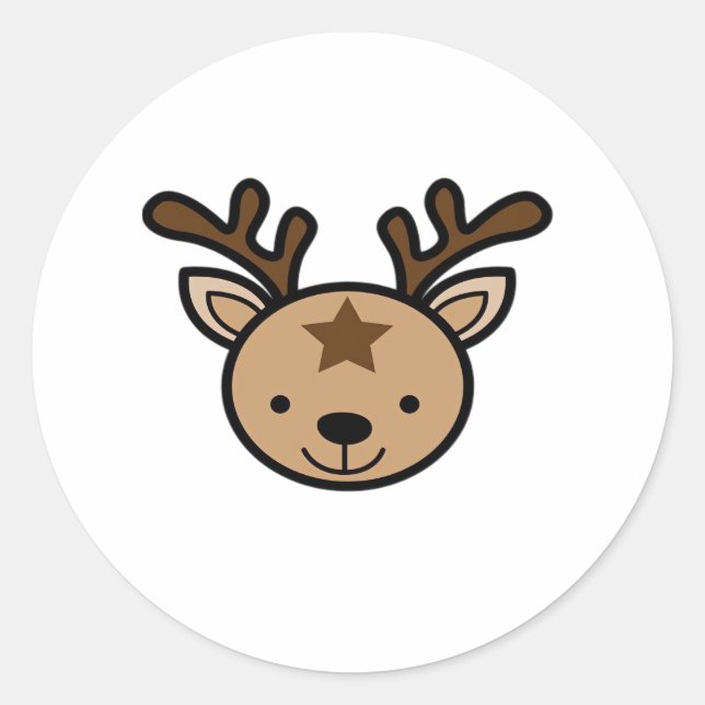 Sticker Rond Oh Cute Deer Minimal Design  (Devant)