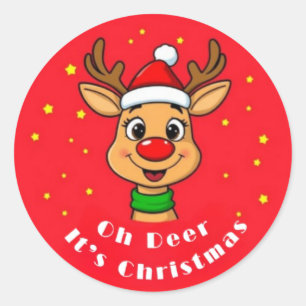 Sticker Rond Oh Deer c'est Noël