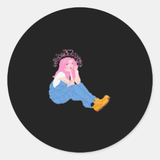 Sticker Rond Oh Deer Graphic Artistic Design 