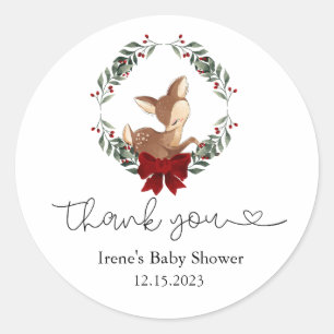 Sticker Rond Oh Deer Hiver Merci de verdure