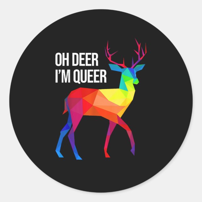Sticker Rond Oh Deer Queer LGBT Pride Celebration Design  (Devant)
