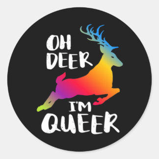 Sticker Rond Oh Deer Queer Pride Minimal Artistic Style