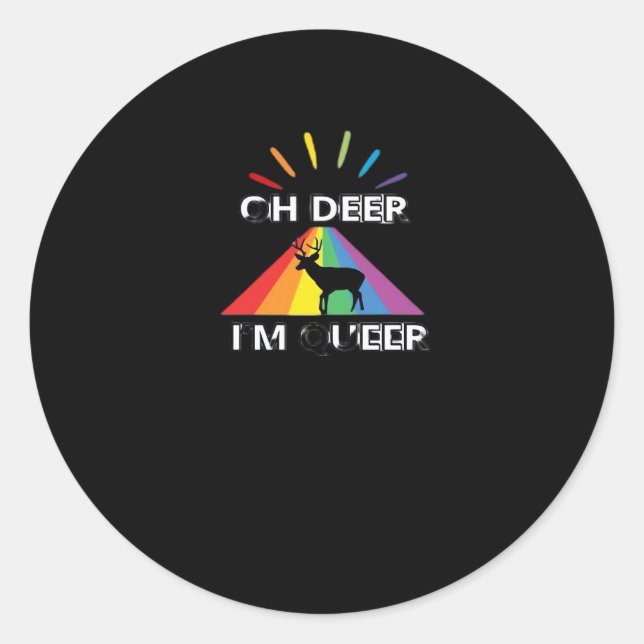 Sticker Rond Oh Deer Queer Trendy Aesthetic Design  (Devant)