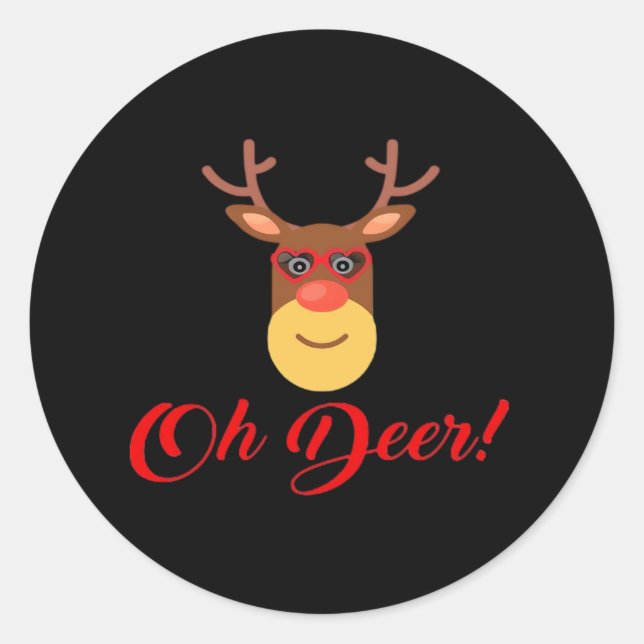Sticker Rond Oh Deer Retro Classic   (Devant)