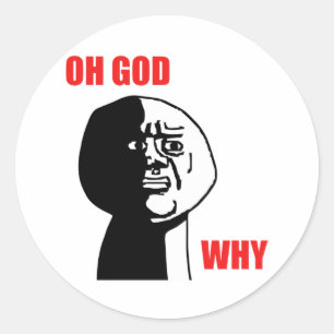 STICKER ROND OH DIEU POURQUOI