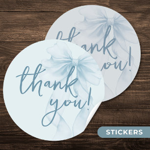 Sticker Rond Oh Garçon Bleu Aquarelle Ruban Remerciement Baby S