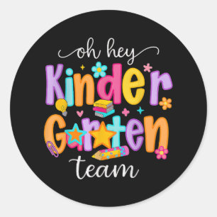 Sticker Rond Oh Hé Maternelle Heureux de Retour à l'École Ensei