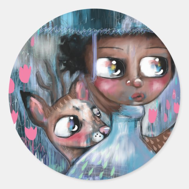 Sticker Rond Oh! Il Pleut Du Cerf (Devant)