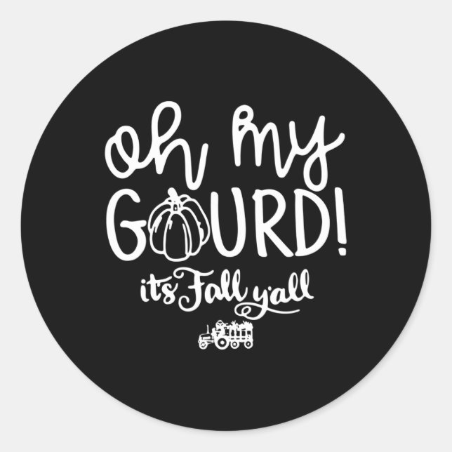 Sticker Rond oh ma gourde c'est automne y'all Halloween Retro F (Devant)