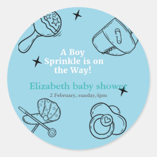 Sticker Rond Oh mon garçon saupoudrer C'est un Baby shower garç