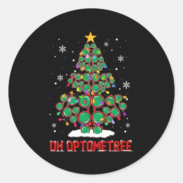 Sticker Rond Oh Optometree Amusant Opticier verre arbre (Devant)