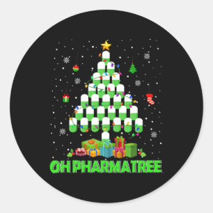 Sticker Rond Oh Pharmatree Arbre de Noël Médicaments pharmacie 