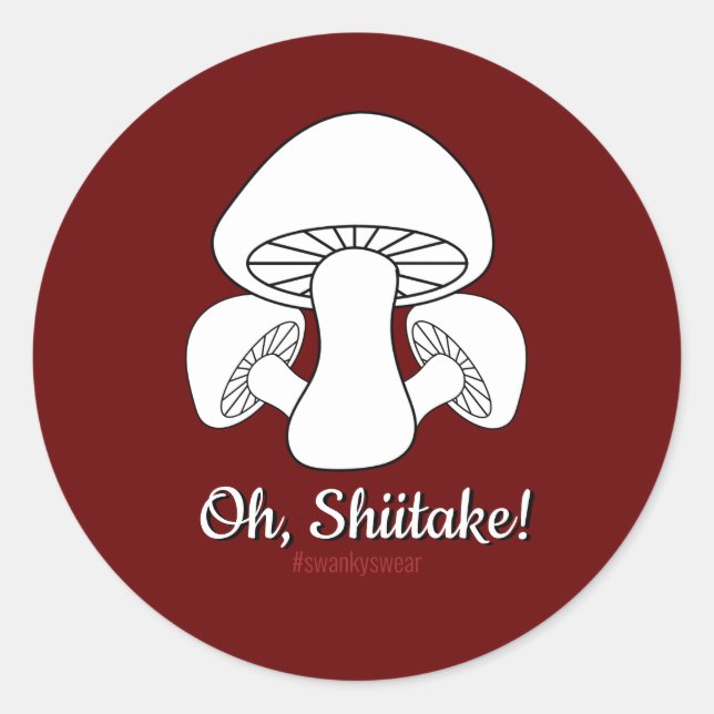 Sticker Rond Oh Shiitake (rouge foncé) (Devant)