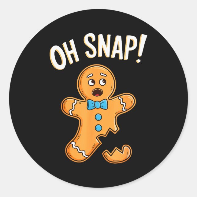 Sticker Rond Oh Snap Gingerbread Man Shirt Adult Kids Men Women (Devant)