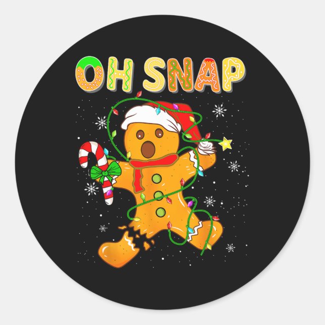 Sticker Rond Oh Snap pain d'épices Noël Noël Noël Noël Fêtes de (Devant)