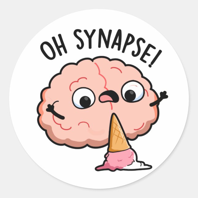 Sticker Rond Oh Synapse Funny Cerveau Pun (Devant)