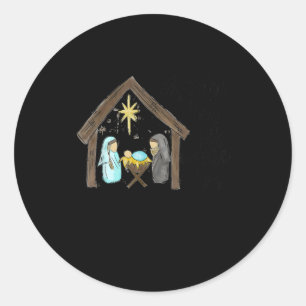 Sticker Rond Oh Viens Laissez-Nous L'Adorer Noël Drôle Jésus Am