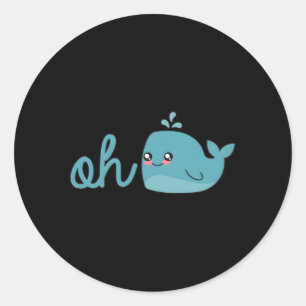 Sticker Rond Oh Whale Oh Well Ocean Blue Whale