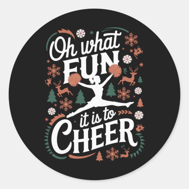 Sticker Rond Oh What Fun It Is To Cheer Ugly Cheerleading Xmas  (Devant)