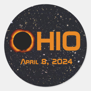 Sticker Rond Ohio 2024 Total Éclipse Solaire