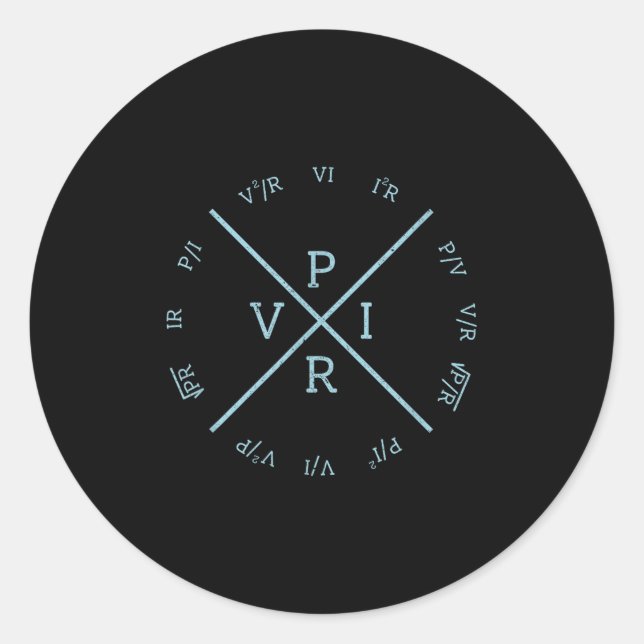 Sticker Rond Ohms Law Power Wheel - Electronique Électrique Eng (Devant)