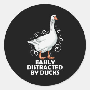 Sticker Rond Oie De Canard Facilement Distrait Par Canards Oise