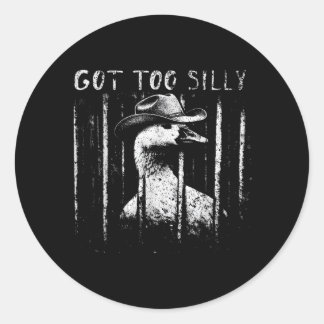 Sticker Rond Oie de cowboy drôle mème trop bête
