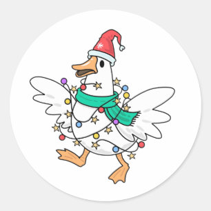 Sticker Rond Oie de Noël