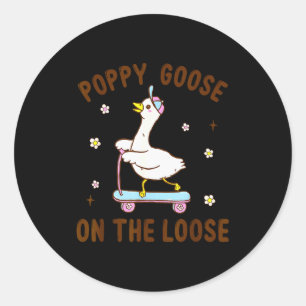 Sticker Rond Oie joyeuse en liberté Anniversaire drôle Fam asso