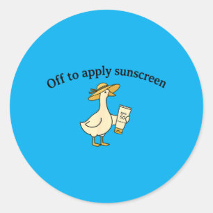 Sticker Rond Oie pour appliquer la crème solaire Vacances d'été