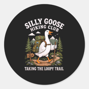 Sticker Rond Oie randonnée humour drôle randonneur hommes femme