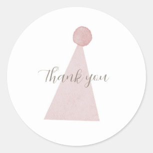 Sticker Rond Oie sotte rose Casquette d'anniversaire Merci Stic