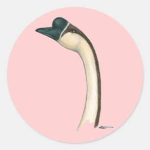 Sticker Rond Oie : Tête chinoise Brown