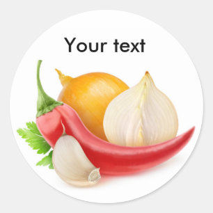 Sticker Rond Oignons, poivre et ail
