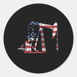 Sticker Rond Oilfield Rig Usa American Flag Oil Field Refining