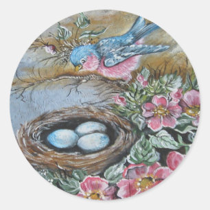 Sticker Rond Oiseau bleu