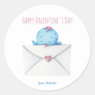 Sticker Rond Oiseau bleu avec lettre École pour enfants Saint-V